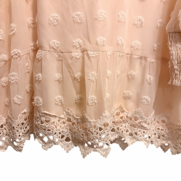 Lulus Lust or Love Cream Embroidered Lace Long Sleeve Dress Large NWT - Picture 8 of 11